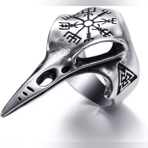 Prosteel Viking Valknut Compass Raven Skull Stainless Steel Ring NEW US 13